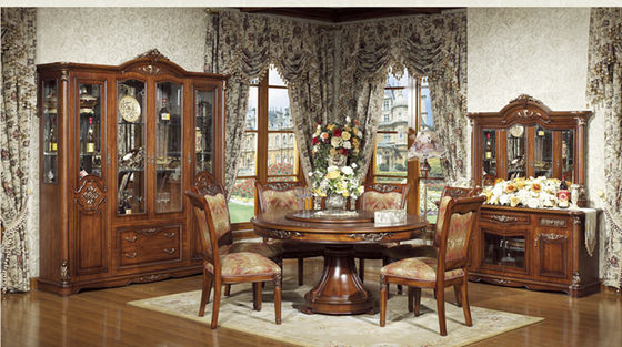 Dia 1.5m 1.3m 1.2m Luxury Wood Dining Room Sets With 6 Chairs