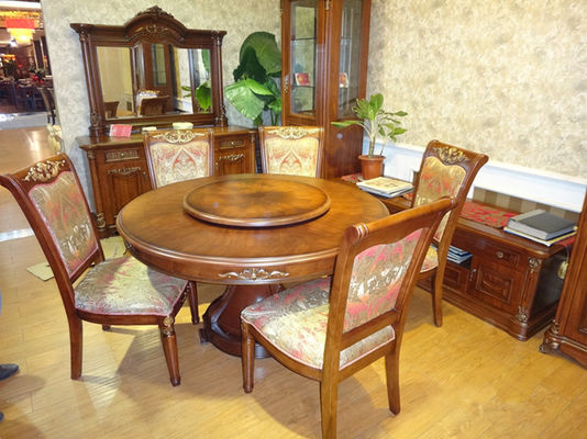 Dia 1.5m 1.3m 1.2m Luxury Wood Dining Room Sets With 6 Chairs
