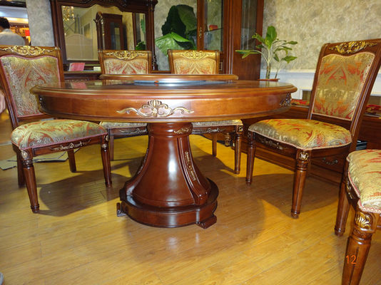 Dia 1.5m 1.3m 1.2m Luxury Wood Dining Room Sets With 6 Chairs
