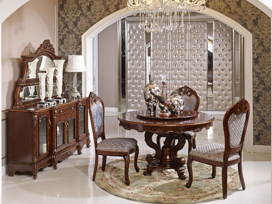 1380*1380*800mm Unique Luxury Wood Dining Room Sets Wooden Carved