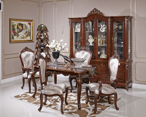 1380*1380*800mm Unique Luxury Wood Dining Room Sets Wooden Carved