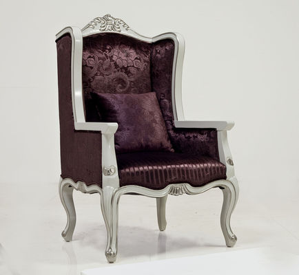 Gewebe-Fiberglas-Hotel-Lobby-Sofa Chair Vintage Antique Silver-König Throne Chair 75kg