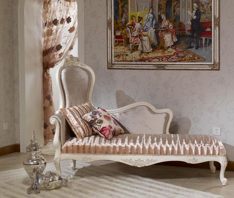 Champagne Hand Carved Luxury Chaise Lounge Chaise Lounge Sofa Flower Print