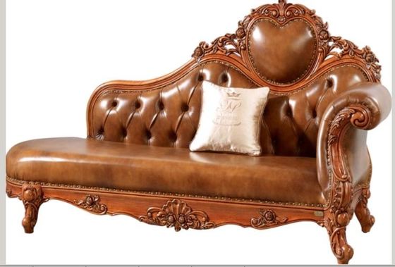 Brown Italian Leather Luxury Chaise Lounge Handcraft