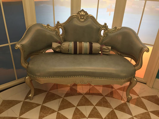 X-Y- B024 silberne blaue französische Antike Luxus-Chaise Lounge Wood Carved