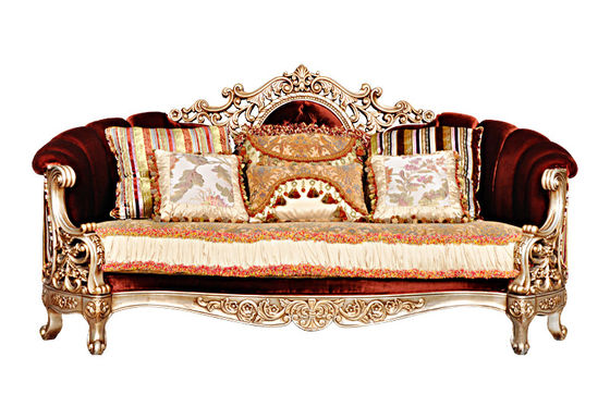 European Style Solid Wood Living Room Furniture Fabric Small Apartment Sofa 3 Seater