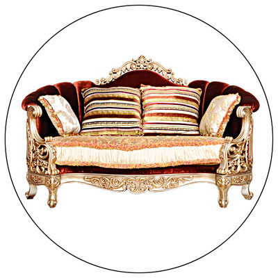 European Style Solid Wood Living Room Furniture Fabric Small Apartment Sofa 3 Seater