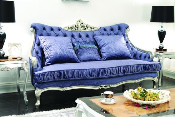 3-teilige Luxuswohnzimmer-Möbel moderne blaue 3 2 CAD 3D 1 Sitzer-Samt Sofa Sets