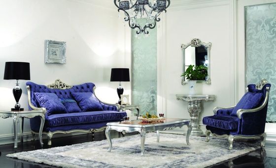 3-teilige Luxuswohnzimmer-Möbel moderne blaue 3 2 CAD 3D 1 Sitzer-Samt Sofa Sets
