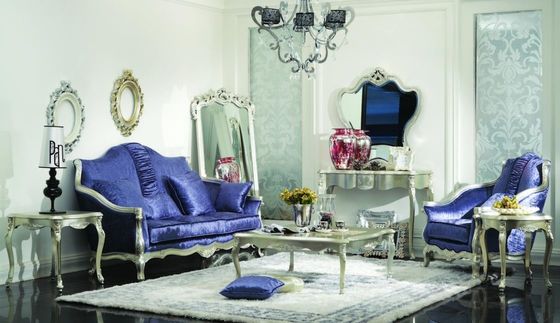 3-teilige Luxuswohnzimmer-Möbel moderne blaue 3 2 CAD 3D 1 Sitzer-Samt Sofa Sets