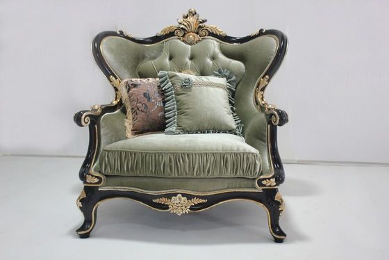 Cyan-blauer Soem durchgehefteter Samt hölzerner klassischer GeschnittenSofa Set Living Room 2-Sitze-