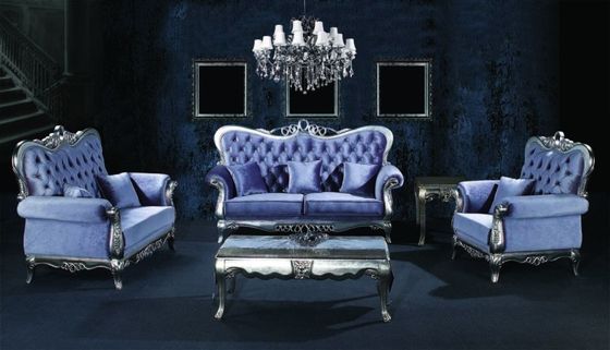 Nordischer Blue Velvet-Möbel-Satz