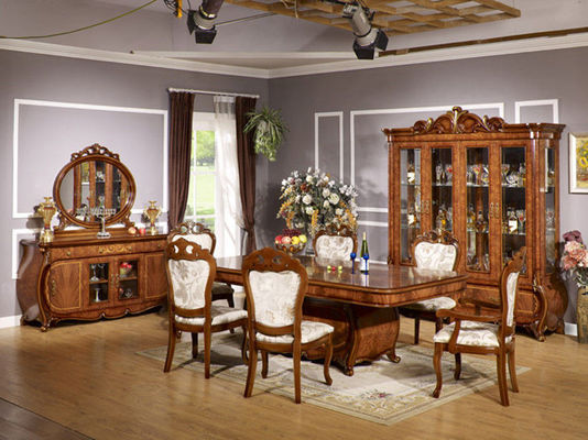 Xinyu-Kombination, die Luxusholz-Esszimmer europäischen Speisetisch einstellt, stellte 6 Sitzer ein