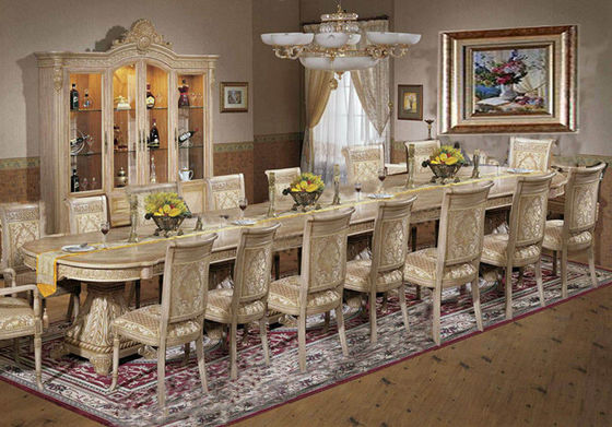 Luxuriöser italienischer Palast-hölzerner schnitzender Speisetisch stellte antike Esszimmer-Möbel ein